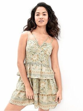 AMERICAN EAGLE OUTFITTERS TIERED HALTER 100% COTTON DOUBLE STRAP DRESS